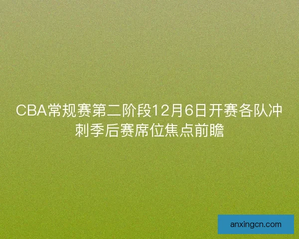 CBA常规赛第二阶段12月6日开赛各队冲刺季后赛席位焦点前瞻